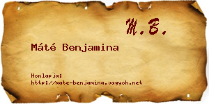 Máté Benjamina névjegykártya
